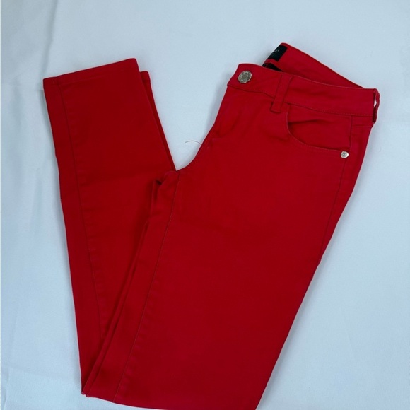 Celebrity Pink Red Skinny Jeans Vibrant Denim - Picture 4 of 9